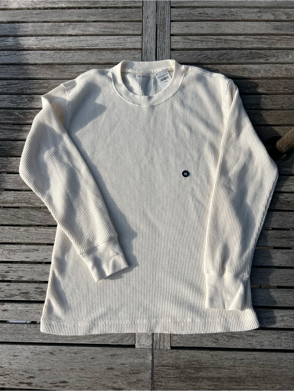 Hollister Cream Waffle-Knit Long Sleeve Tee